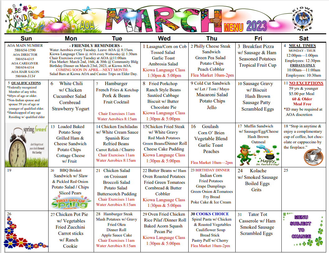 March Menu