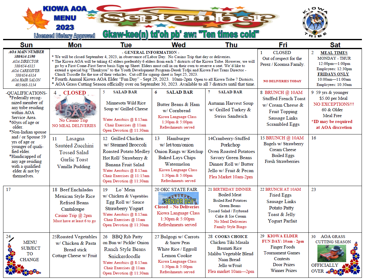 September Menu